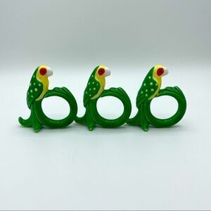 Set of 3 Fitz and Floyd Parrot Napkin Rings